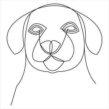 Aralıksız tek çizgi köpek vektör sanatı. Minimalist köpek yüz hatları. El çizimi tarzı.