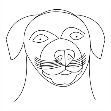 Aralıksız tek çizgi köpek vektör sanatı. Minimalist köpek yüz hatları. El çizimi tarzı.