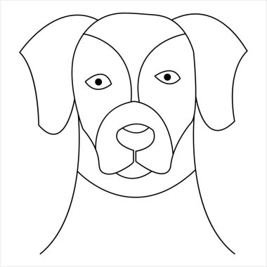 Aralıksız tek çizgi köpek vektör sanatı. Minimalist köpek yüz hatları. El çizimi tarzı.