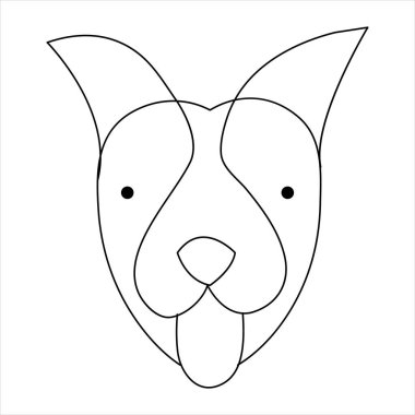 Aralıksız tek çizgi köpek vektör sanatı. Minimalist köpek yüz hatları. El çizimi tarzı.