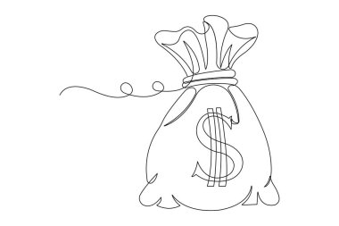 Dolar işaretinin sürekli bir çizgi çizimi Minimalizm tasarım vektörü