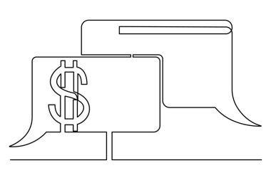 Dolar işaretinin sürekli bir çizgi çizimi Minimalizm tasarım vektörü