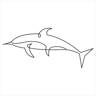 Yunus balığı çizimi, balık çizimi ve minimalist tasarım.