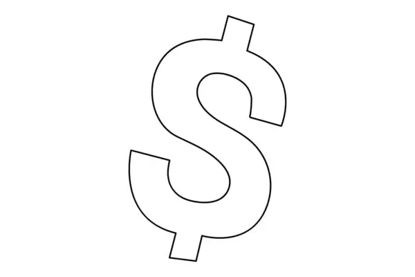 Dolar işaretinin sürekli bir çizgi çizimi Minimalizm tasarım vektörü
