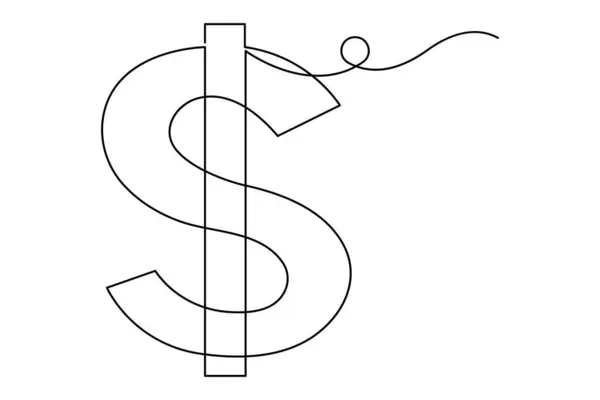 Dolar işaretinin sürekli bir çizgi çizimi Minimalizm tasarım vektörü