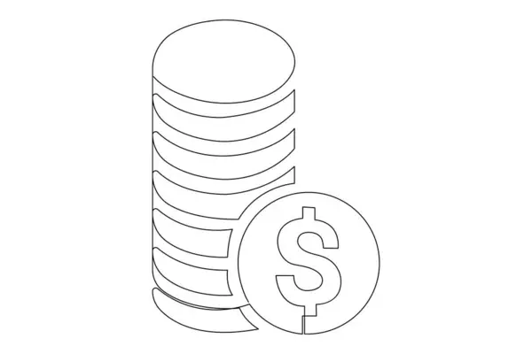 Dolar işaretinin sürekli bir çizgi çizimi Minimalizm tasarım vektörü