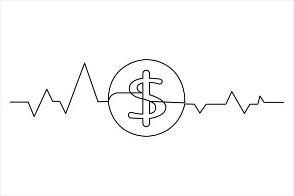 Dolar işaretinin sürekli bir çizgi çizimi Minimalizm tasarım vektörü