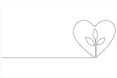 Ekoloji Sürdürülebilir tek çizgi sanatı, Doğa Gezegeni bir çizgi vektörü