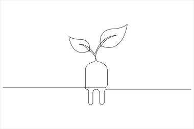 Ekoloji Sürdürülebilir tek çizgi sanatı, Doğa Gezegeni bir çizgi vektörü