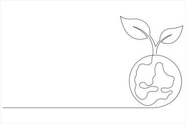 Ekoloji Sürdürülebilir tek çizgi sanatı, Doğa Gezegeni bir çizgi vektörü