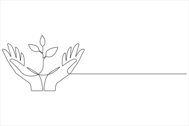 Ekoloji Sürdürülebilir tek çizgi sanatı, Doğa Gezegeni bir çizgi vektörü