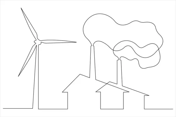 Ekoloji Sürdürülebilir tek çizgi sanatı, Doğa Gezegeni bir çizgi vektörü