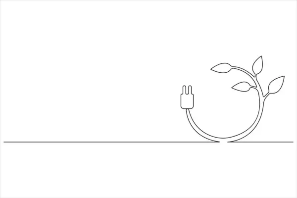 Ekoloji Sürdürülebilir tek çizgi sanatı, Doğa Gezegeni bir çizgi vektörü