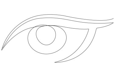 Göz sembolü, insan gözü işaret çiziminin aralıksız tek çizgi çizimi vektör çizimi