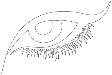 Göz sembolü, insan gözü işaret çiziminin aralıksız tek çizgi çizimi vektör çizimi