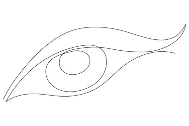 Göz sembolü, insan gözü işaret çiziminin aralıksız tek çizgi çizimi vektör çizimi