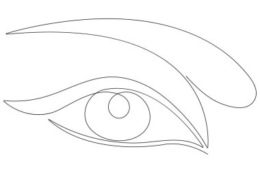 Göz sembolü, insan gözü işaret çiziminin aralıksız tek çizgi çizimi vektör çizimi