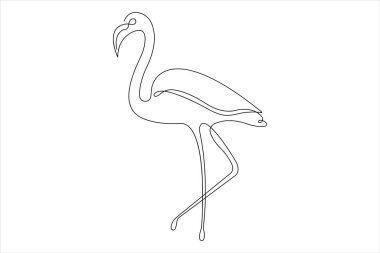 Flamingo, kuşun sürekli bir çizimi, flamingo basit kontur çizimi modern minimalizm tasarımı için