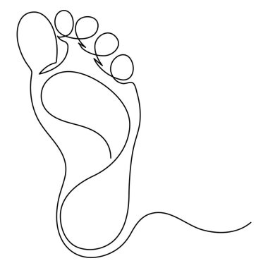 Çıplak ayak, konsept karalama stili çiziminin kesintisiz tek çizgi çizimi.