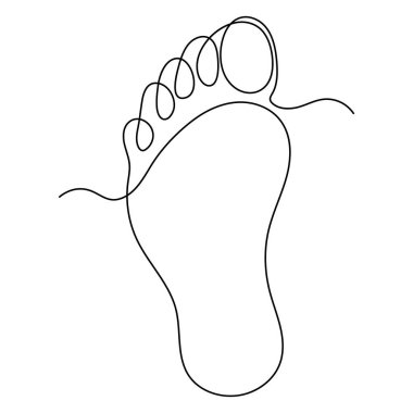 Çıplak ayak, konsept karalama stili çiziminin kesintisiz tek çizgi çizimi.