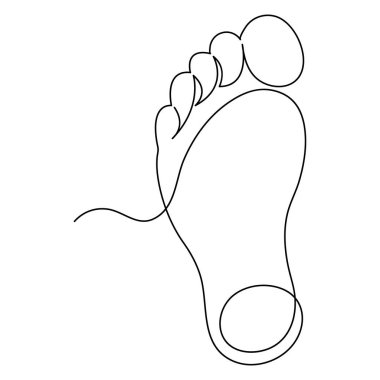 Çıplak ayak, konsept karalama stili çiziminin kesintisiz tek çizgi çizimi.