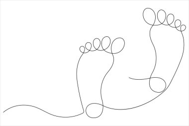 İnsan ayak izi ikonu vektör illüstrasyonunun kesintisiz tek çizgi çizimi