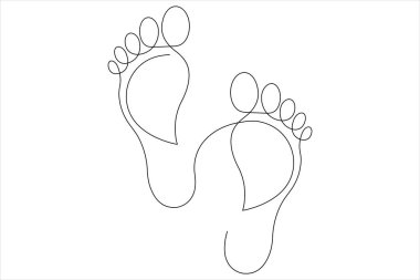 İnsan ayak izi ikonu vektör illüstrasyonunun kesintisiz tek çizgi çizimi