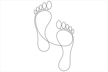 İnsan ayak izi ikonu vektör illüstrasyonunun kesintisiz tek çizgi çizimi