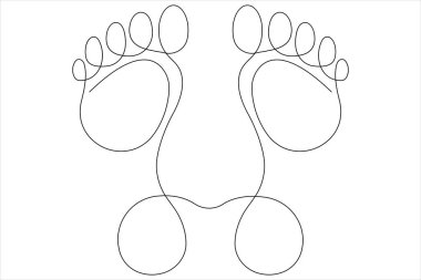 İnsan ayak izi ikonu vektör illüstrasyonunun kesintisiz tek çizgi çizimi