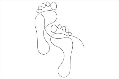 İnsan ayak izi ikonu vektör illüstrasyonunun kesintisiz tek çizgi çizimi