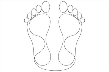 İnsan ayak izi ikonu vektör illüstrasyonunun kesintisiz tek çizgi çizimi