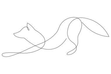 Tilki sürekli bir çizgi çizimi vektör çizimi