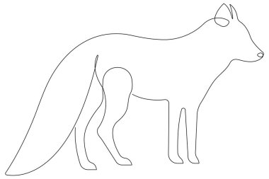 Tilki sürekli bir çizgi çizimi vektör çizimi