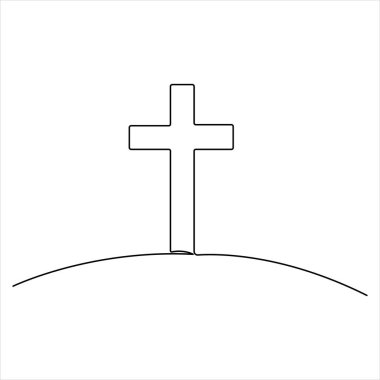 Hristiyan duasının aralıksız tek satır çizimi, sanat vektörü çizimi