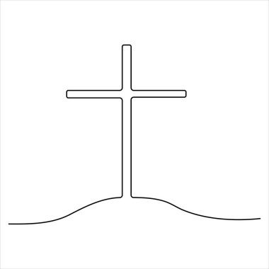 Hristiyan duasının aralıksız tek satır çizimi, sanat vektörü çizimi