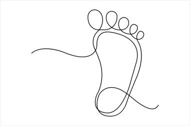 Devamlı insan ayak izi çizimi. İnsan ayak izi bir satır simgesi, Vektör illüstrasyonu