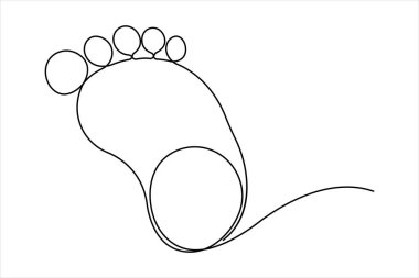 Devamlı insan ayak izi çizimi. İnsan ayak izi bir satır simgesi, Vektör illüstrasyonu