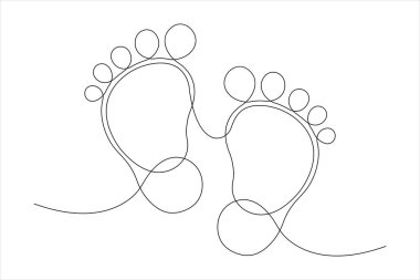 Devamlı insan ayak izi çizimi. İnsan ayak izi bir satır simgesi, Vektör illüstrasyonu