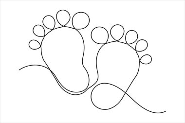 Devamlı insan ayak izi çizimi. İnsan ayak izi bir satır simgesi, Vektör illüstrasyonu