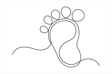 Devamlı insan ayak izi çizimi. İnsan ayak izi bir satır simgesi, Vektör illüstrasyonu