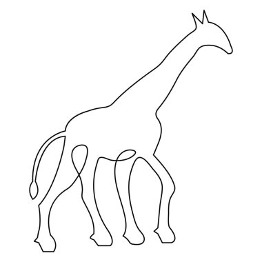 Tek çizgili zürafa sürekli sanat baskısı ve minimalist ana hatlı vektör çizimi