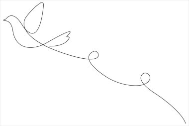 Şirin kuş çiziminin aralıksız tek satır çizimi basit vektör çizimi