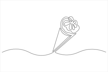 Lezzetli ve serin taze dondurmanın kesintisiz çizimi, minimalizm tasarım vektörü