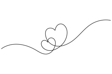 Vektör illüstrasyonu, ana hatlı kalp tasarımının sürekli bir çizimi