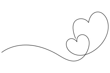 Vektör illüstrasyonu, ana hatlı kalp tasarımının sürekli bir çizimi