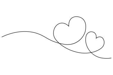 Vektör illüstrasyonu, ana hatlı kalp tasarımının sürekli bir çizimi