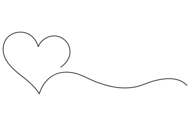 Vektör illüstrasyonu, ana hatlı kalp tasarımının sürekli bir çizimi