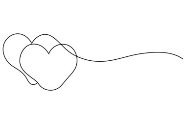 Vektör illüstrasyonu, ana hatlı kalp tasarımının sürekli bir çizimi
