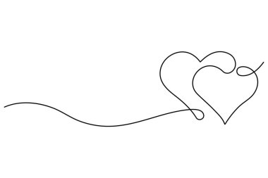 Vektör illüstrasyonu, ana hatlı kalp tasarımının sürekli bir çizimi