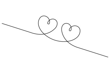 Vektör illüstrasyonu, ana hatlı kalp tasarımının sürekli bir çizimi